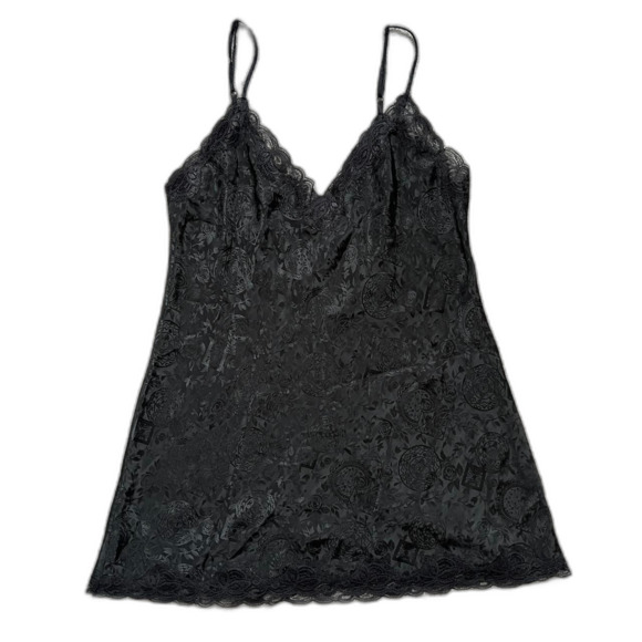 Vintage Victoria Secret black lace slip dress floral jacquard - Picture 2 of 8